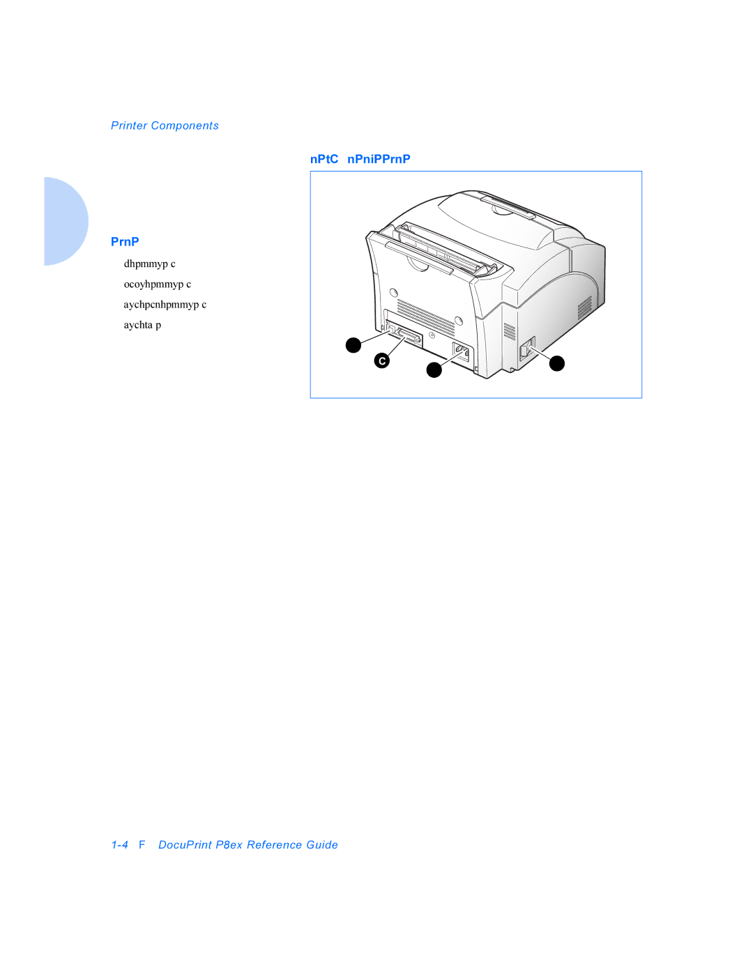 Xerox DocuPrint P8ex manual Printer Components, Rear View 