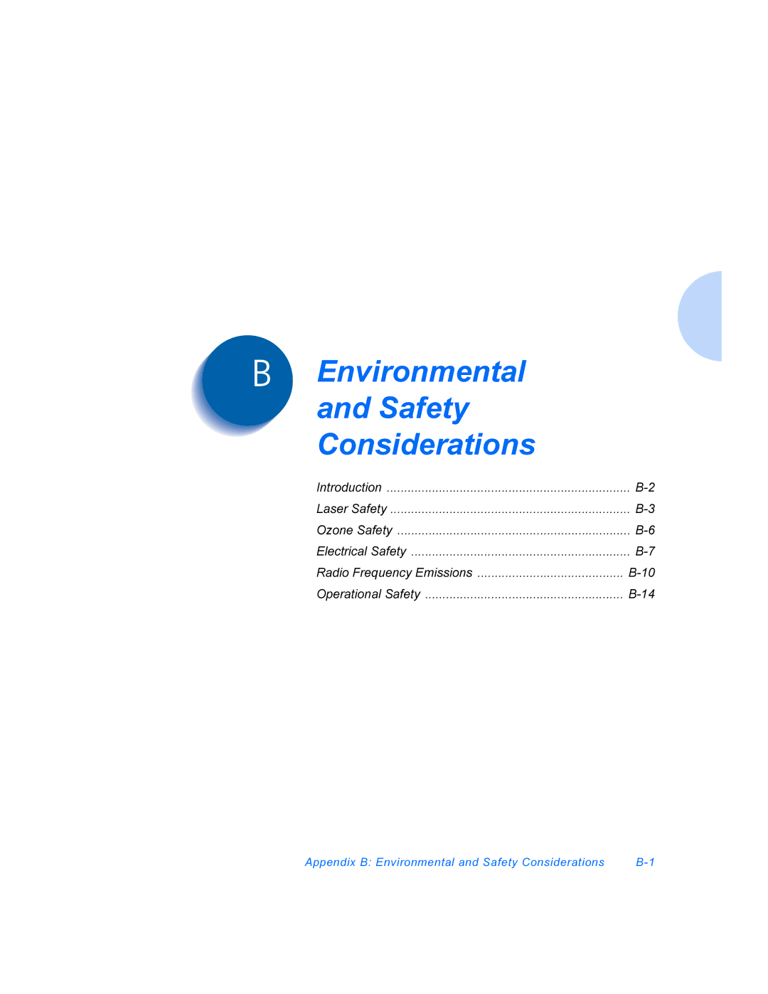 Xerox DocuPrint P8ex manual Environmental Safety Considerations 