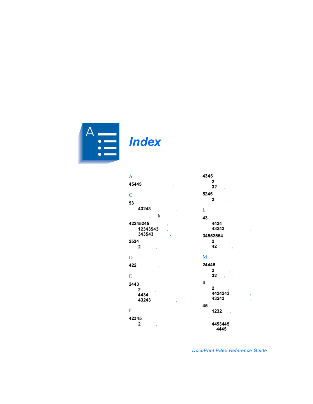 Xerox DocuPrint P8ex manual Index, Mpf 