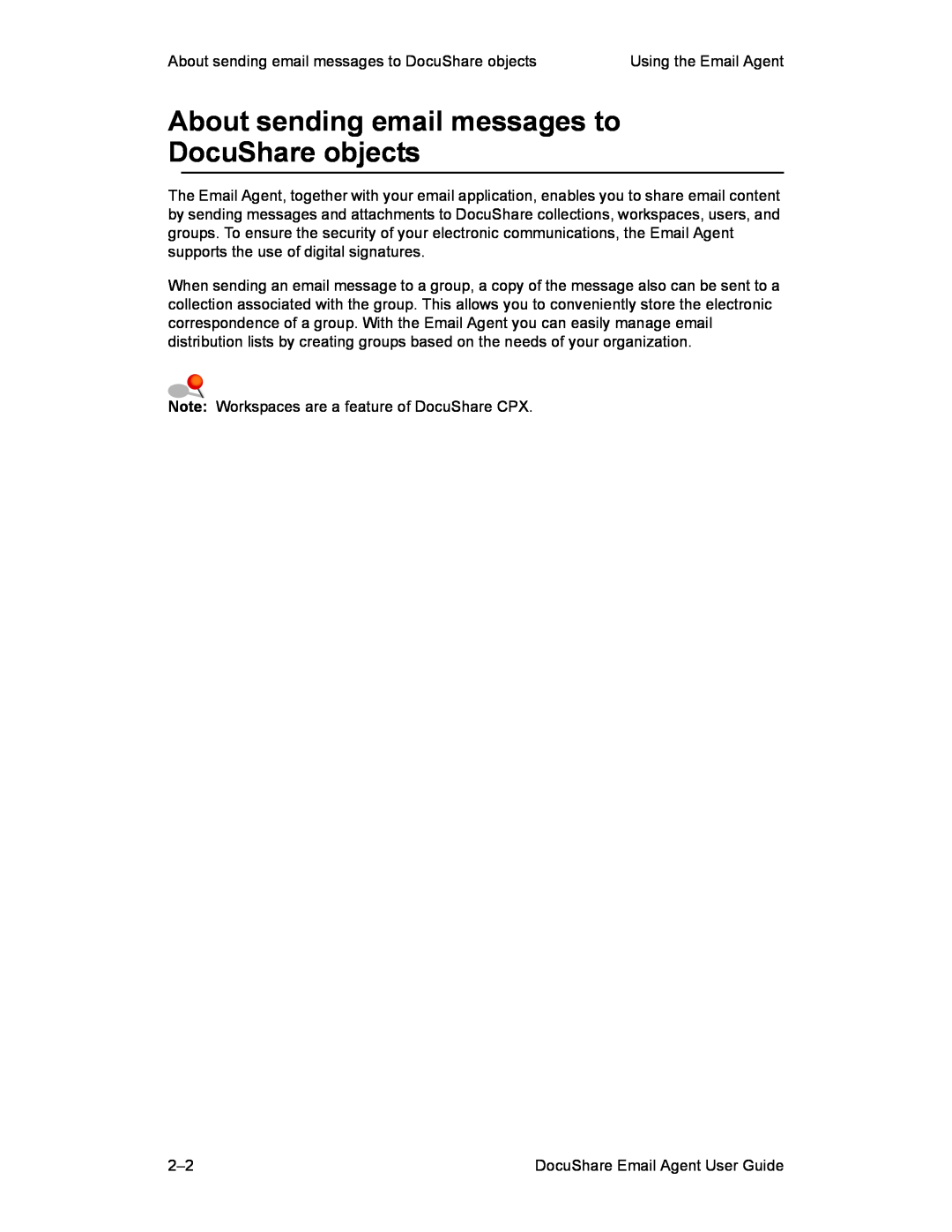 Xerox DocuShare 6.0 manual About sending email messages to DocuShare objects 
