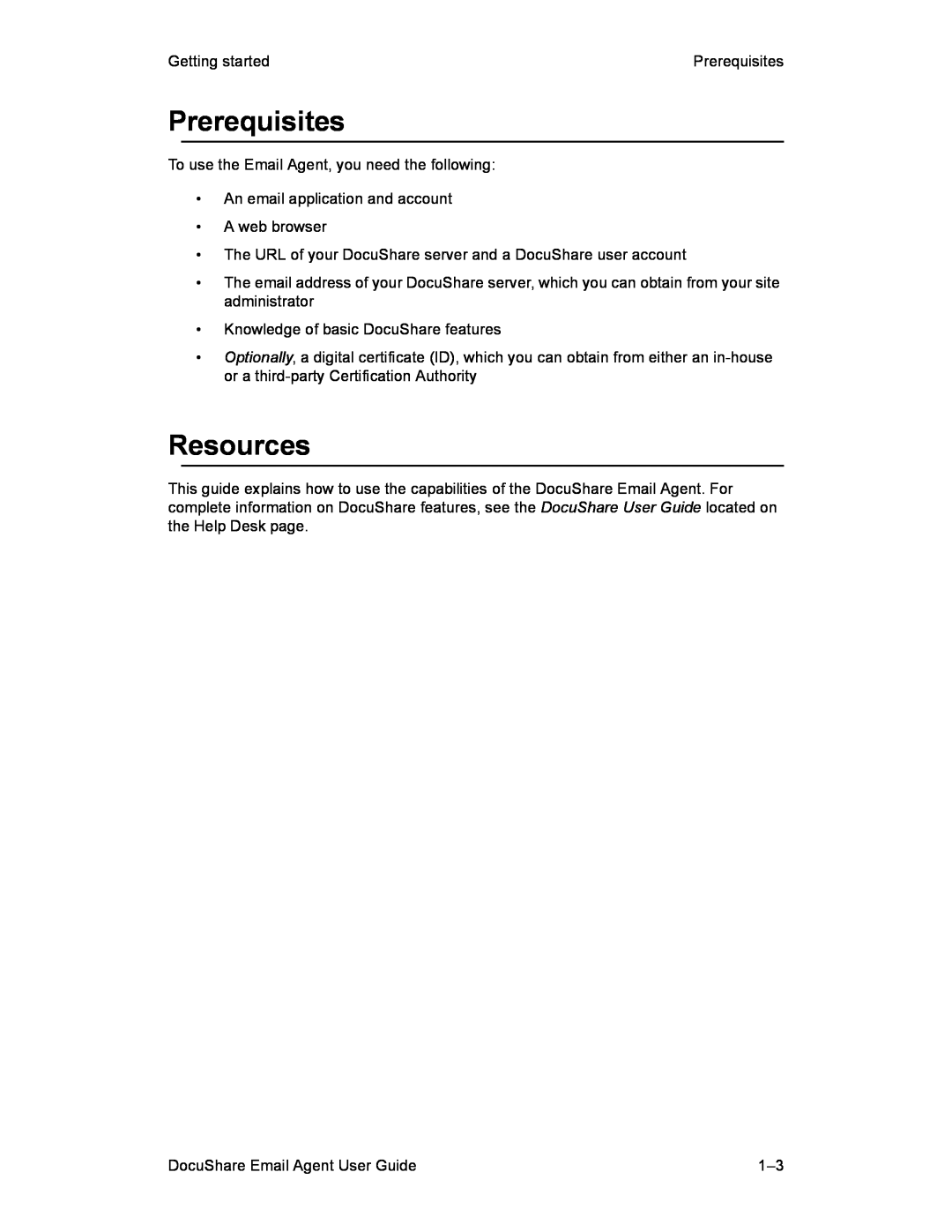 Xerox DocuShare 6.0 manual Prerequisites, Resources 