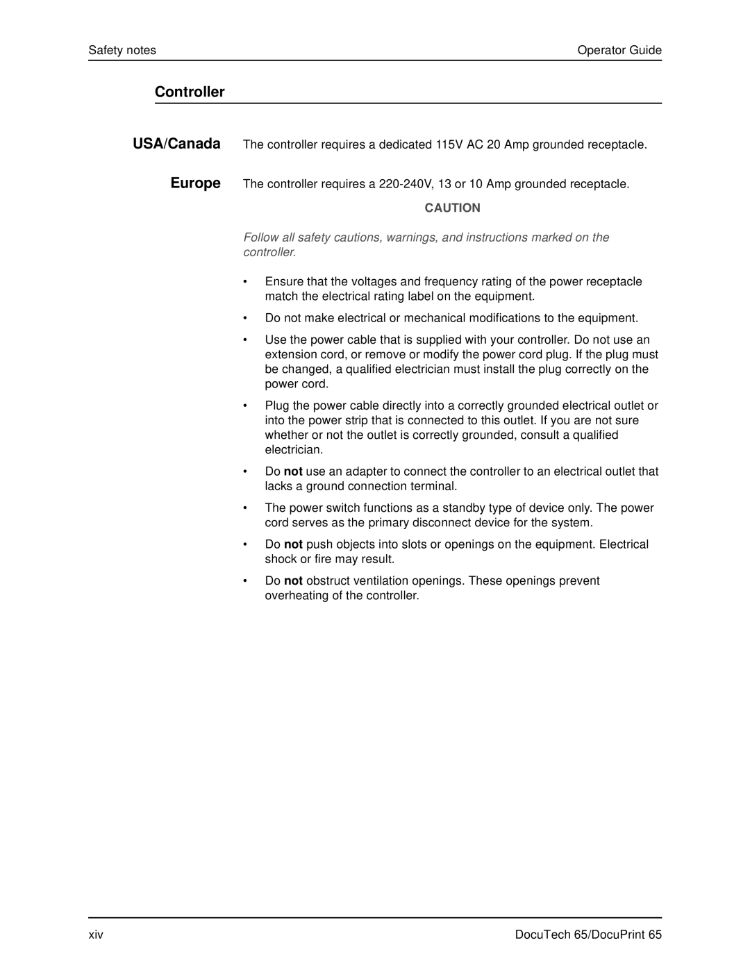 Xerox DOCUTECH 65 manual Controller 