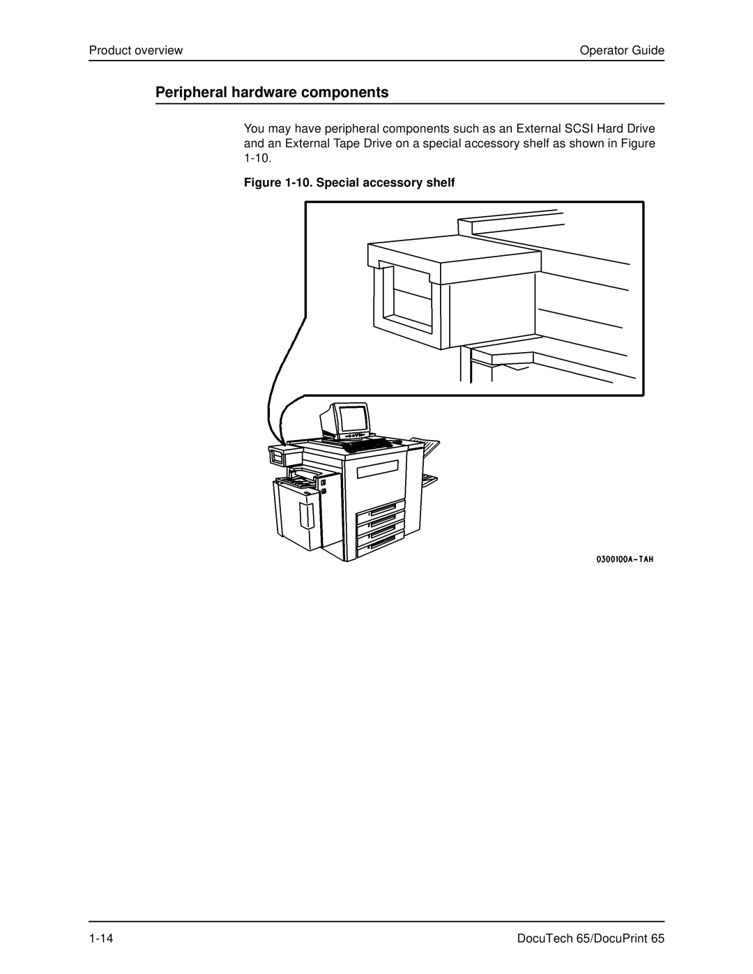 Xerox DOCUTECH 65 manual Peripheral hardware components, Special accessory shelf 