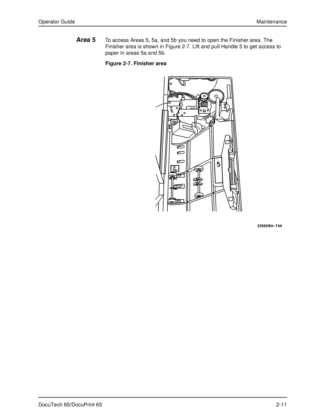 Xerox DOCUTECH 65 manual Finisher area 