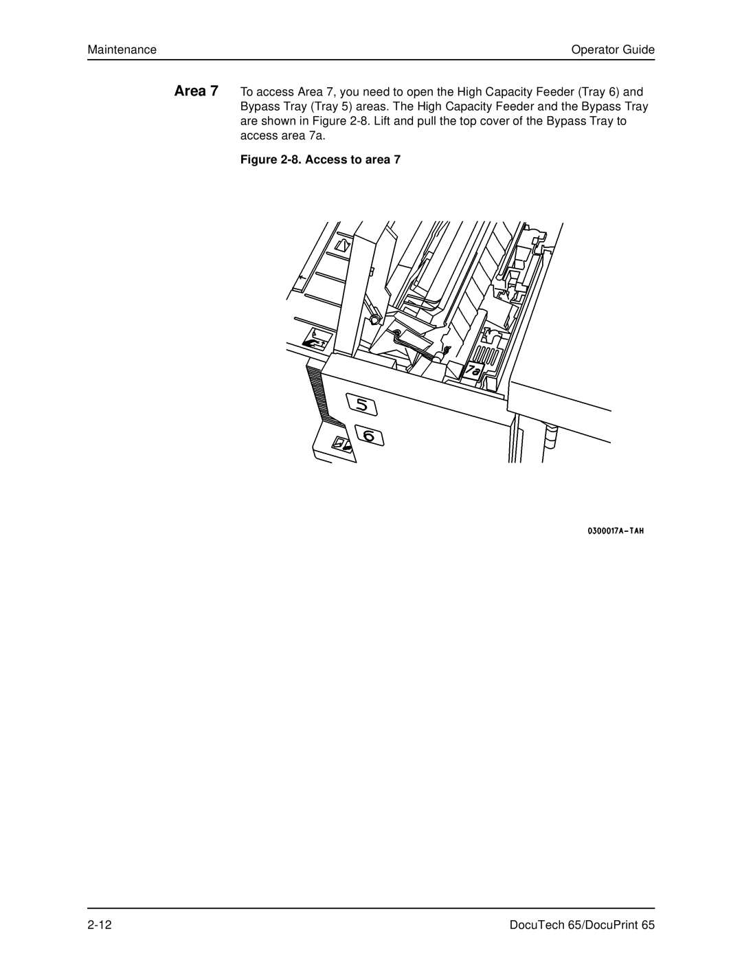 Xerox DOCUTECH 65 manual Access to area 