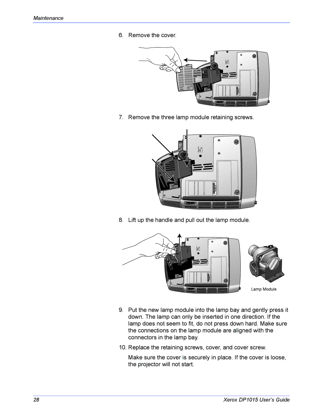 Xerox DP 1015 manual Lamp Module 