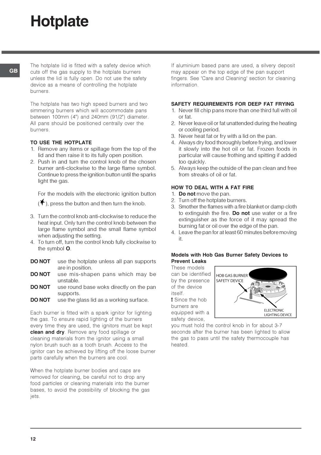 Xerox HUG 61, DSG60S, HUL 61 To USE the Hotplate, Safety Requirements for Deep FAT Frying, HOW to Deal with a FAT Fire 