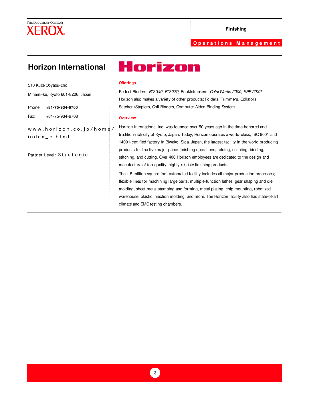 Xerox DST2-NL manual Horizon International 