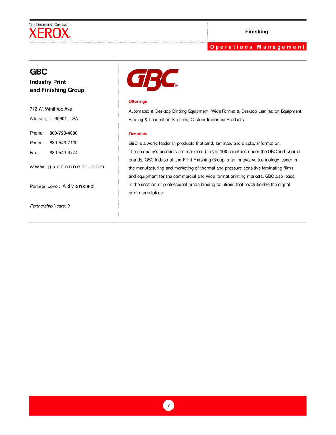 Xerox DST2-NL manual Gbc, Industry Print Finishing Group 