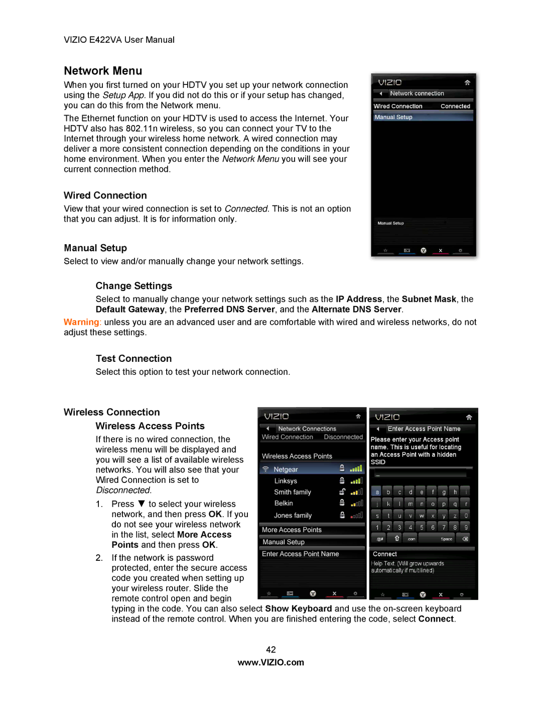 Xerox E422VA user manual Network Menu 