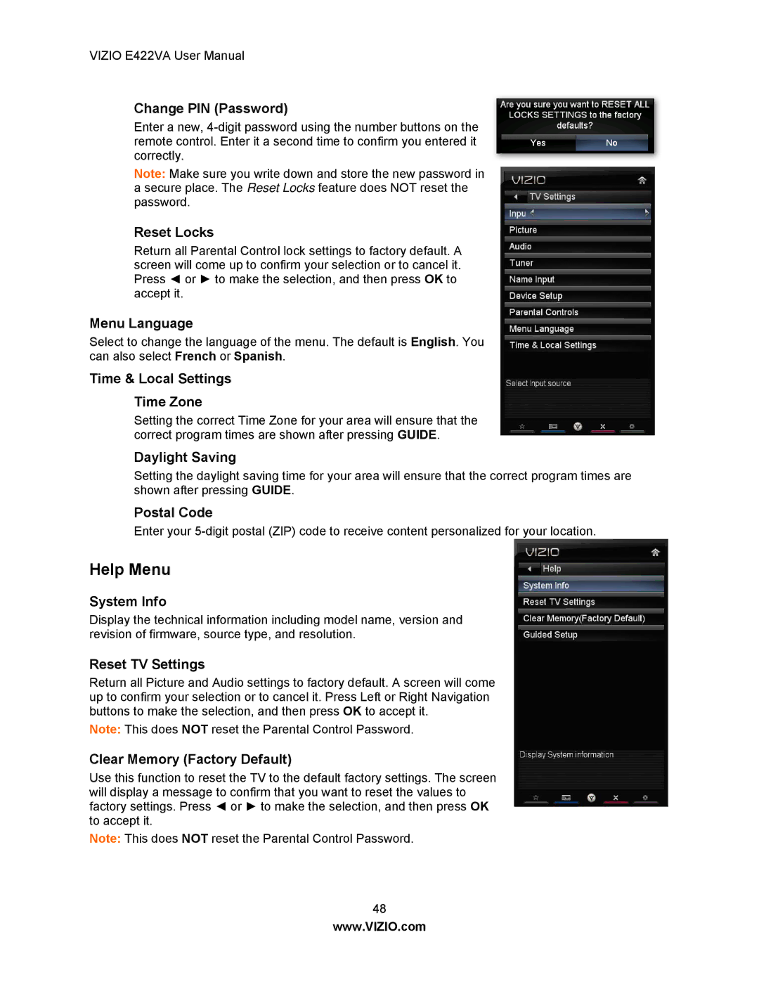 Xerox E422VA user manual Help Menu 