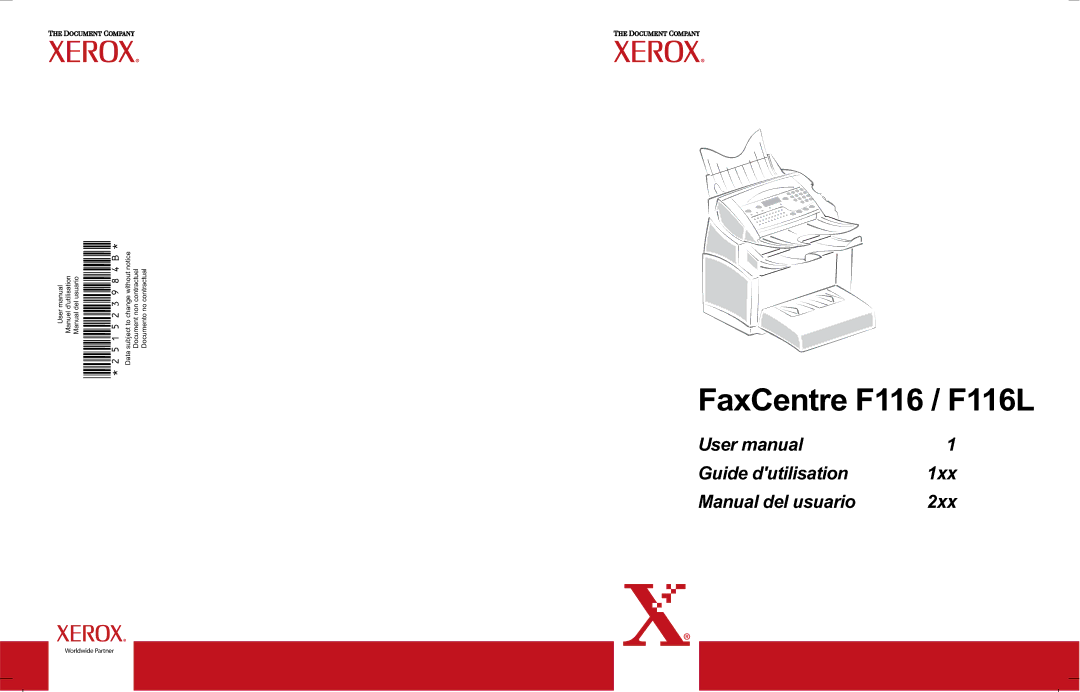 Xerox F116 user manual 251523984B 