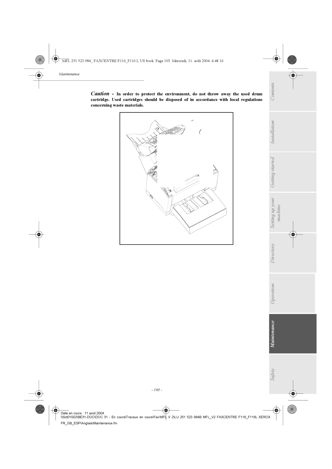 Xerox F116 user manual 103 