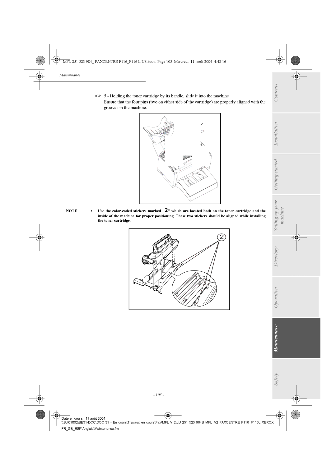 Xerox F116 user manual 105 