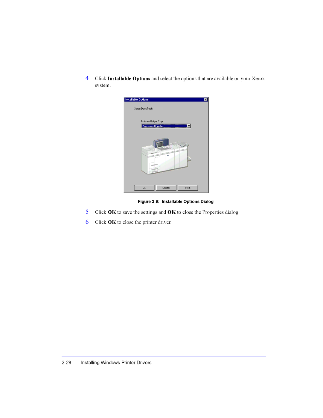 Xerox Fax Machine manual Installable Options Dialog 