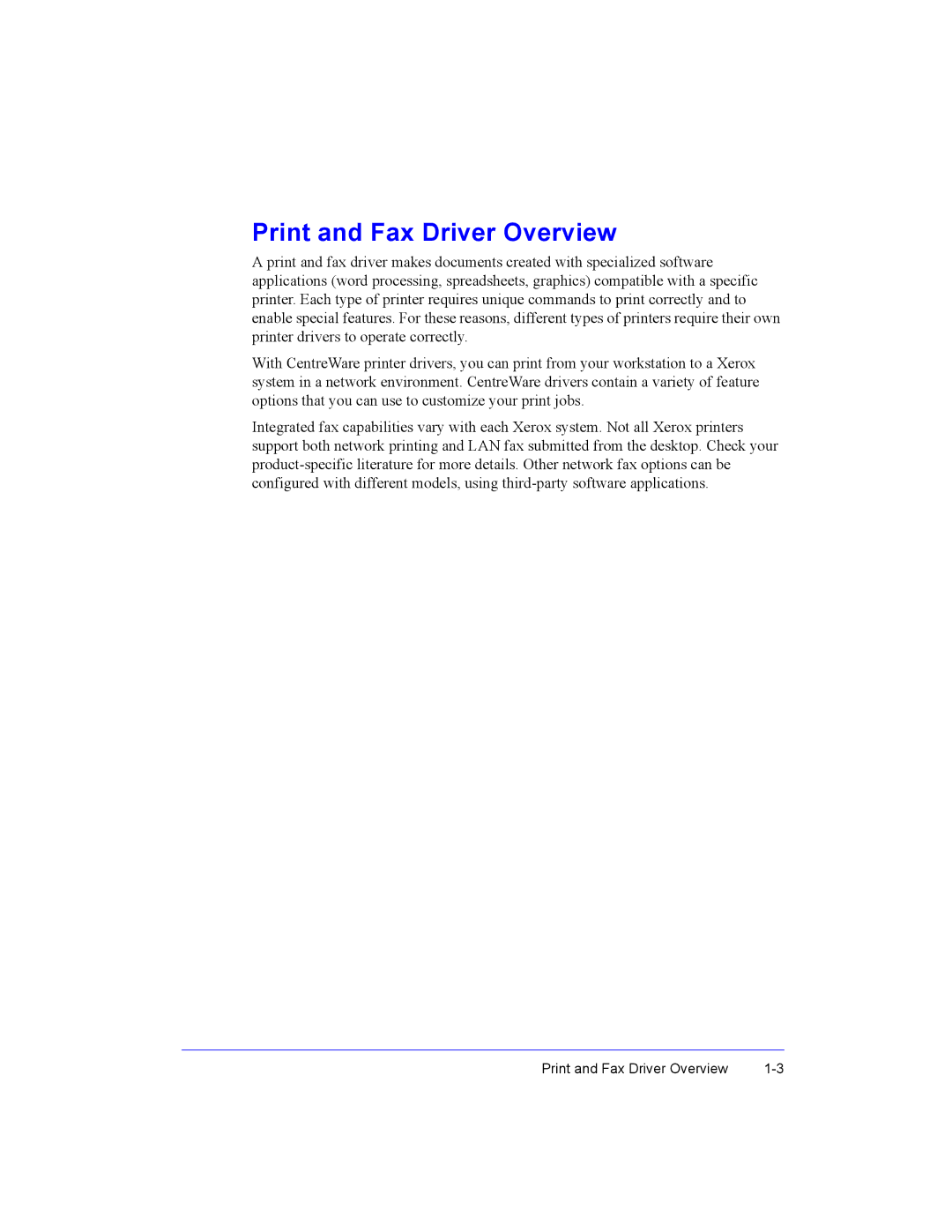 Xerox Fax Machine manual Print and Fax Driver Overview 