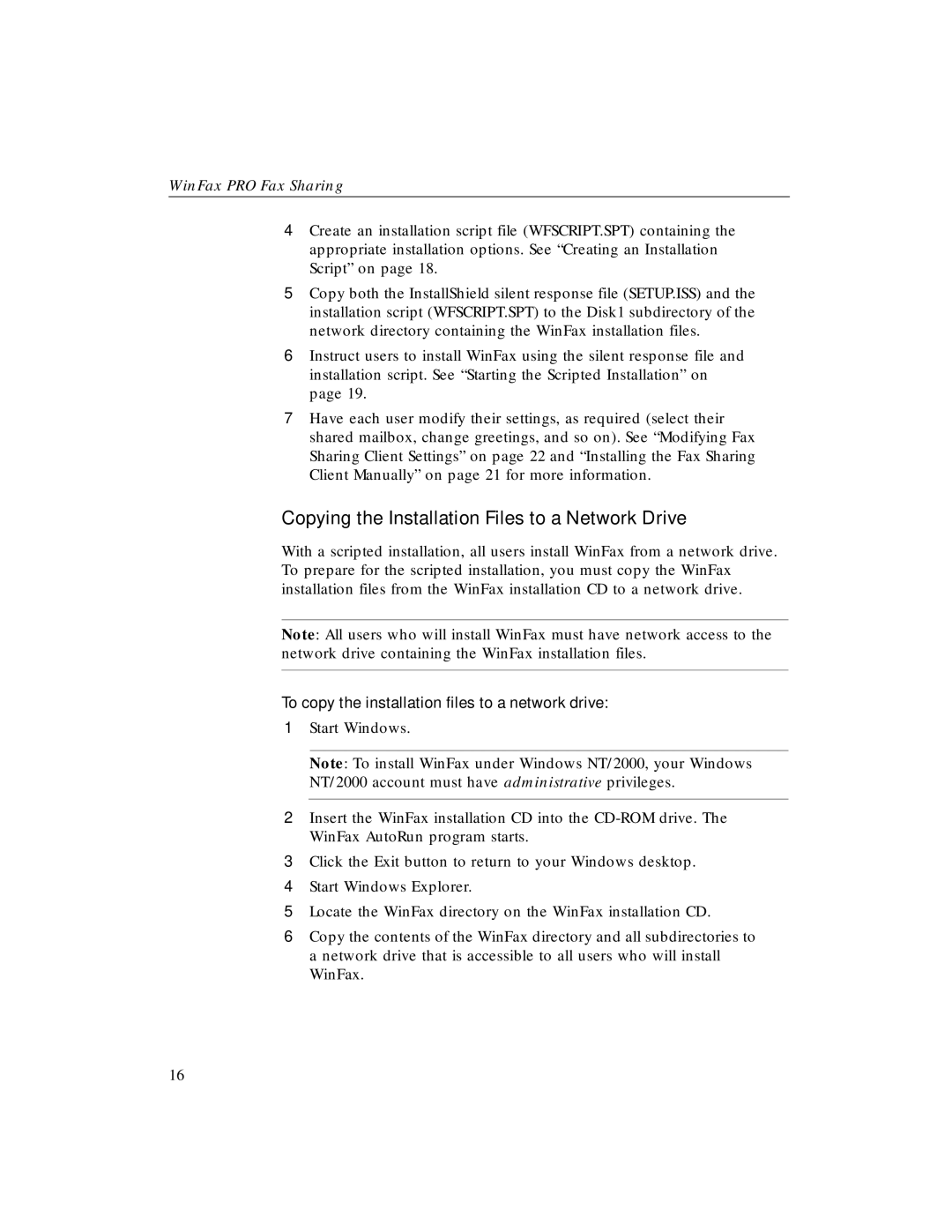 Xerox Fax Sharing manual Copying the Installation Files to a Network Drive 