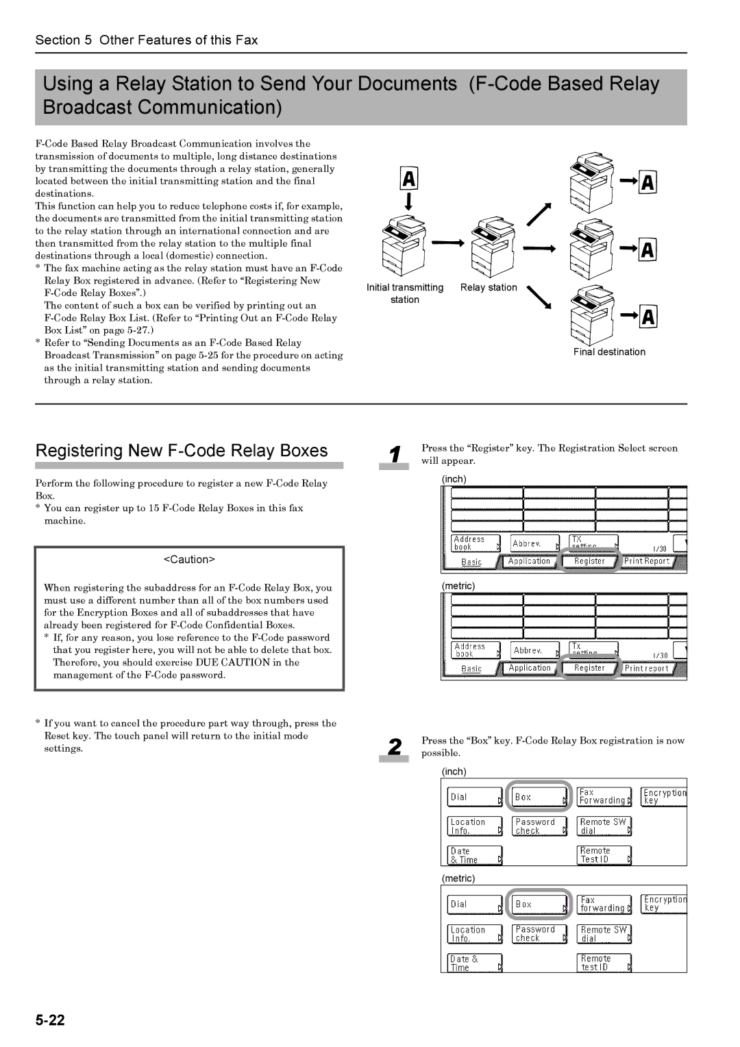 Xerox FAX System (J) manual Registering New F-Code Relay Boxes 