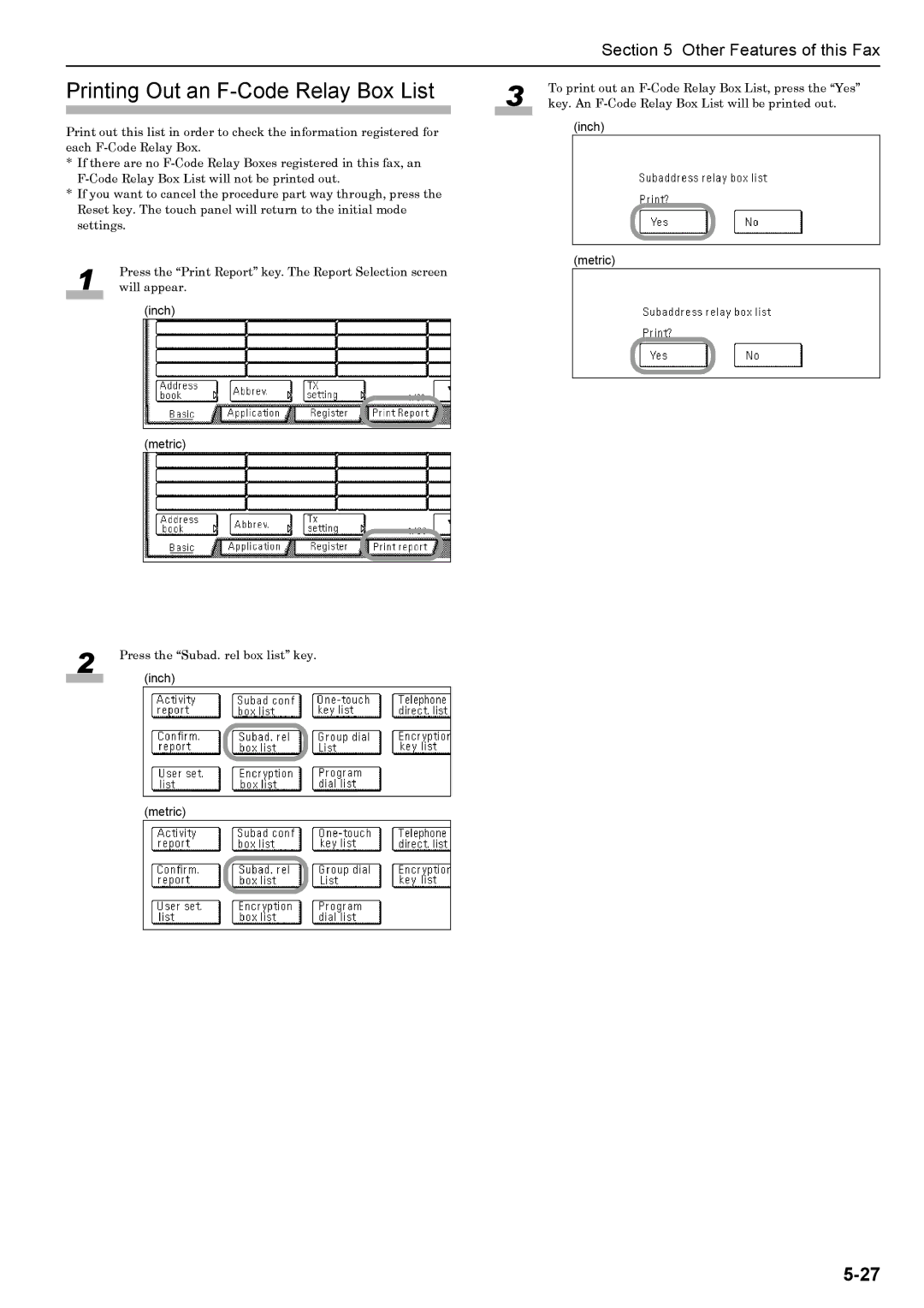 Xerox FAX System (J) manual Printing Out an F-Code Relay Box List 