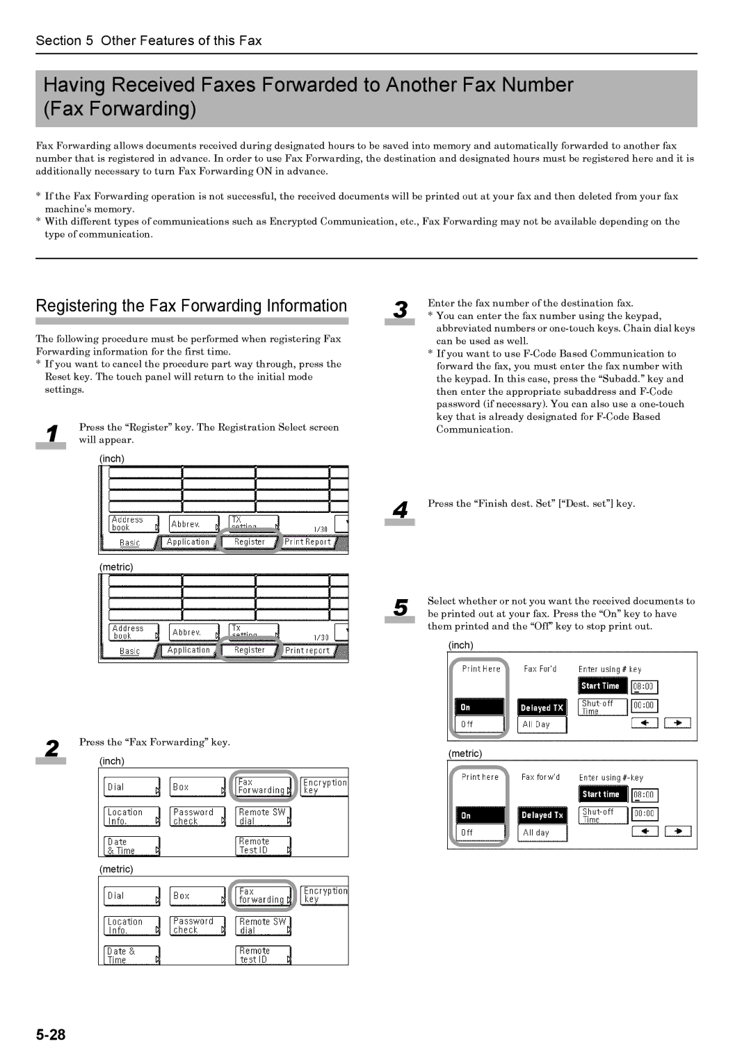 Xerox FAX System (J) manual Registering the Fax Forwarding Information 