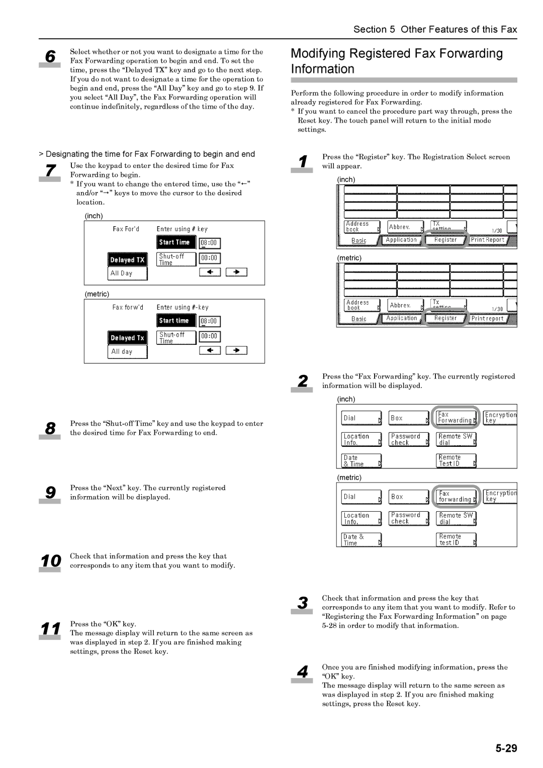 Xerox FAX System (J) manual Modifying Registered Fax Forwarding Information 