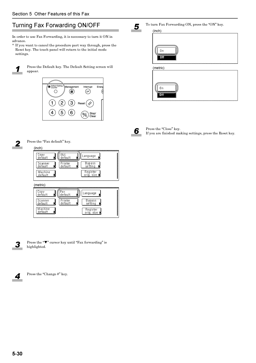 Xerox FAX System (J) manual Turning Fax Forwarding ON/OFF 