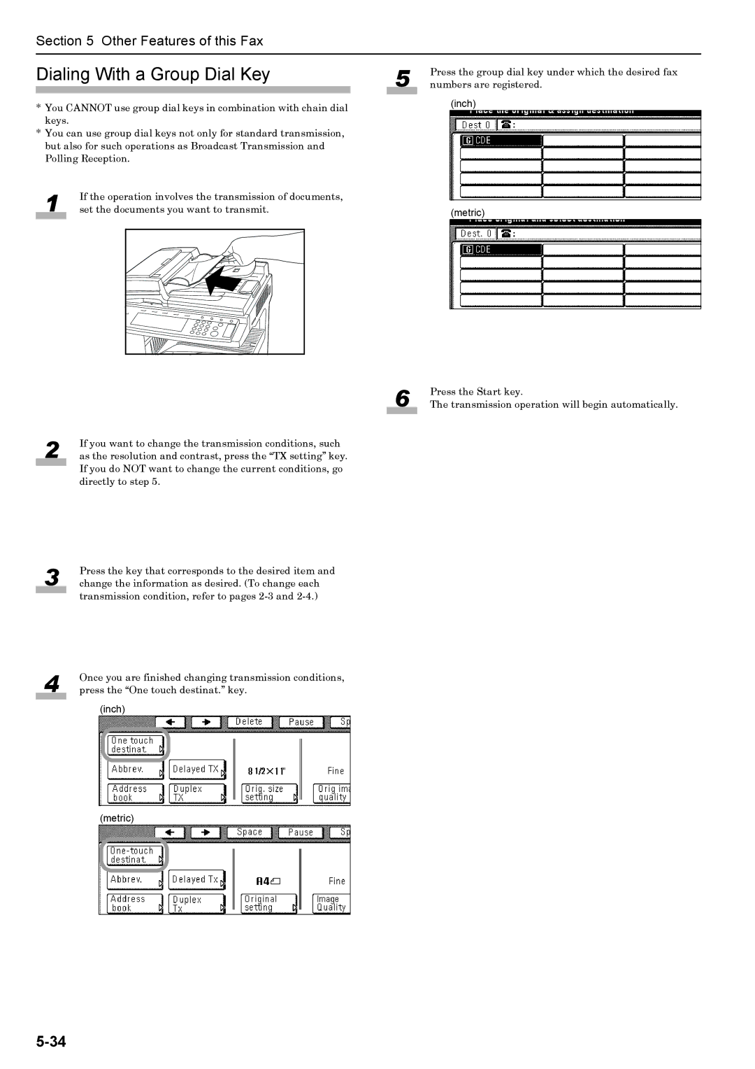 Xerox FAX System (J) manual Dialing With a Group Dial Key 