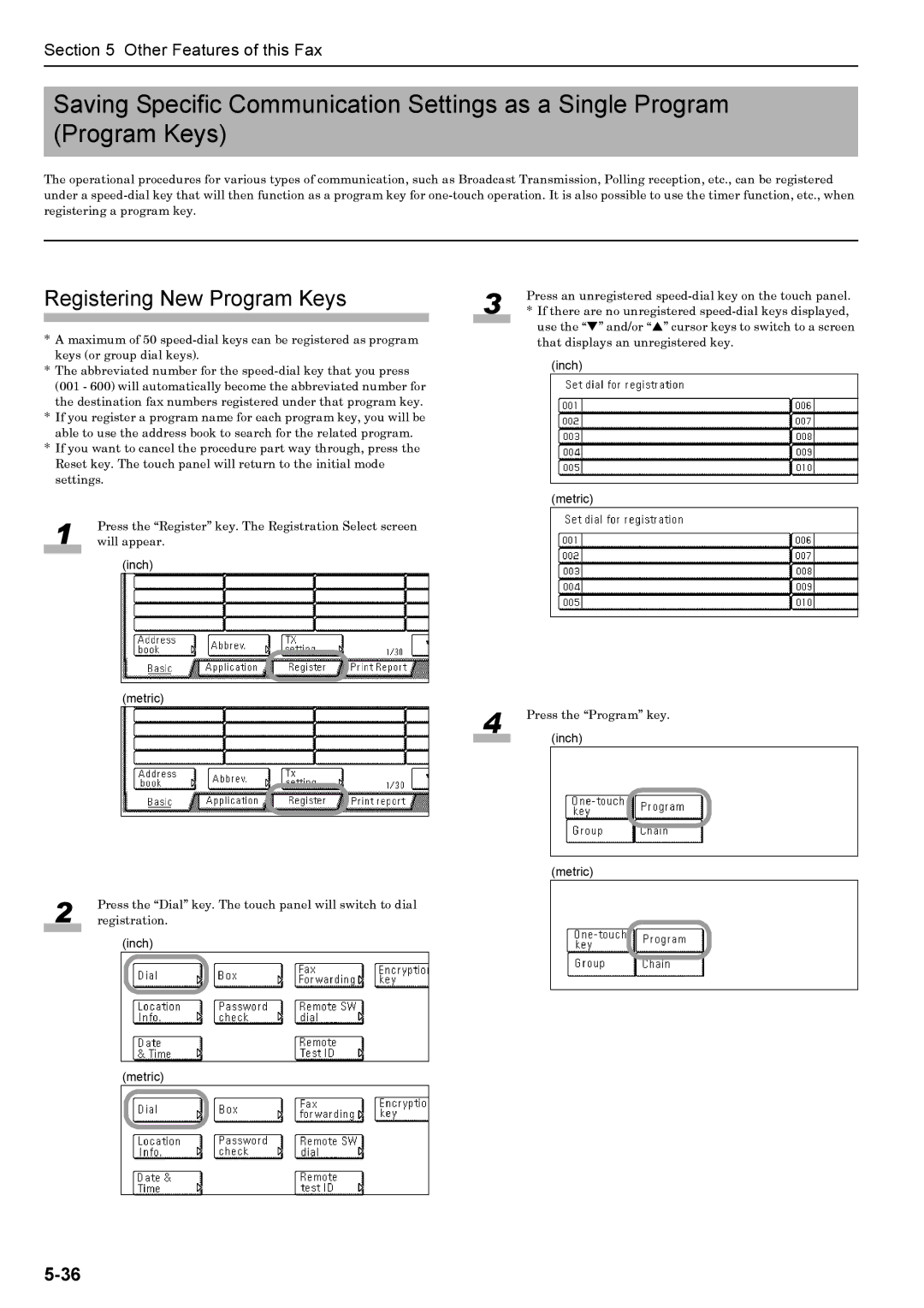 Xerox FAX System (J) manual Registering New Program Keys 