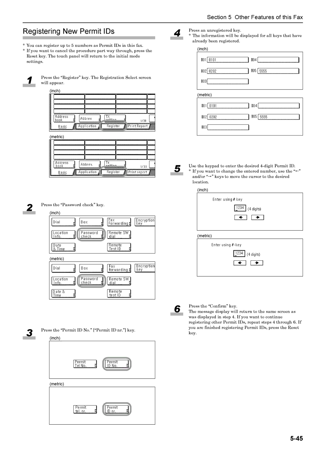 Xerox FAX System (J) manual Registering New Permit IDs 