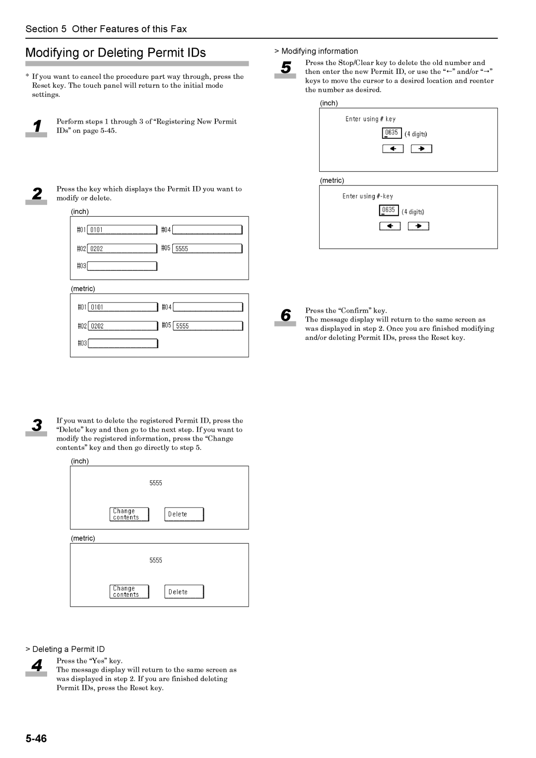 Xerox FAX System (J) manual Modifying or Deleting Permit IDs, Deleting a Permit ID 