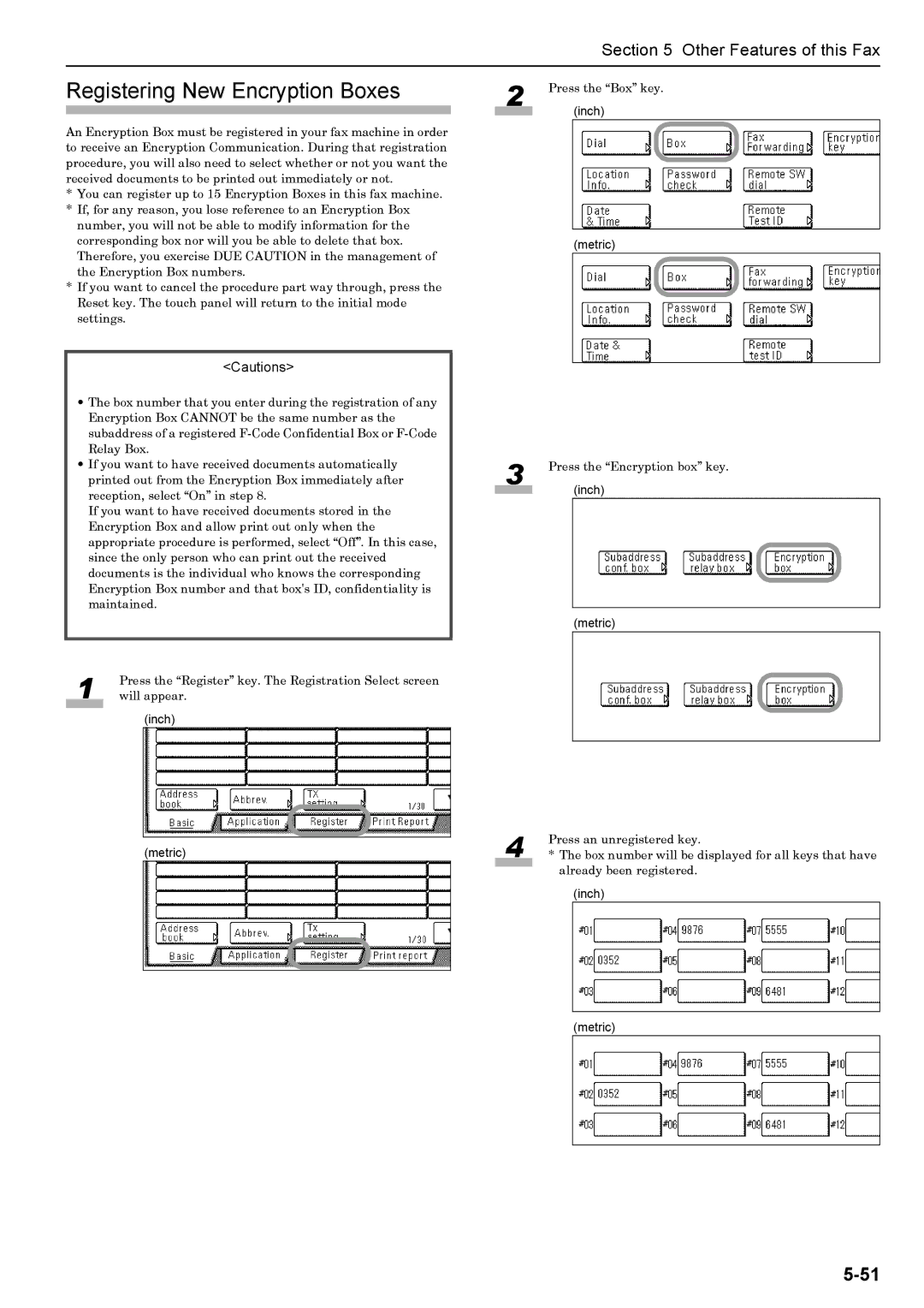 Xerox FAX System (J) manual Registering New Encryption Boxes 