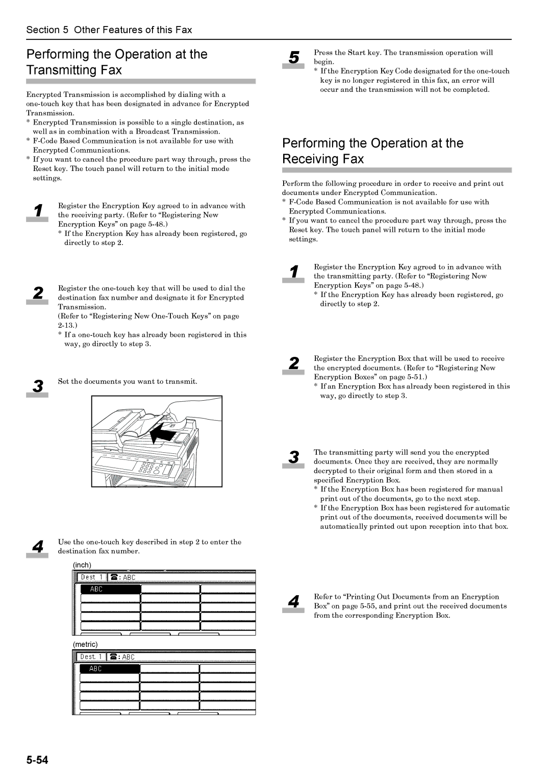 Xerox FAX System (J) manual Performing the Operation at the Transmitting Fax, Performing the Operation at the Receiving Fax 