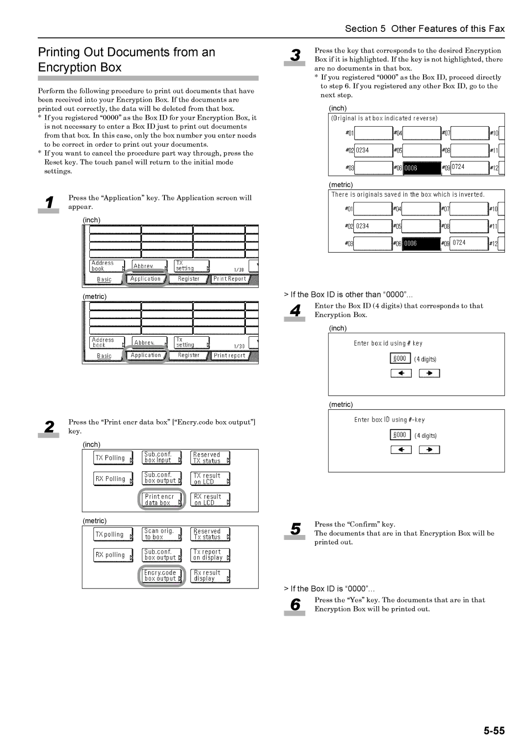 Xerox FAX System (J) manual Printing Out Documents from an Encryption Box, If the Box ID is other than 