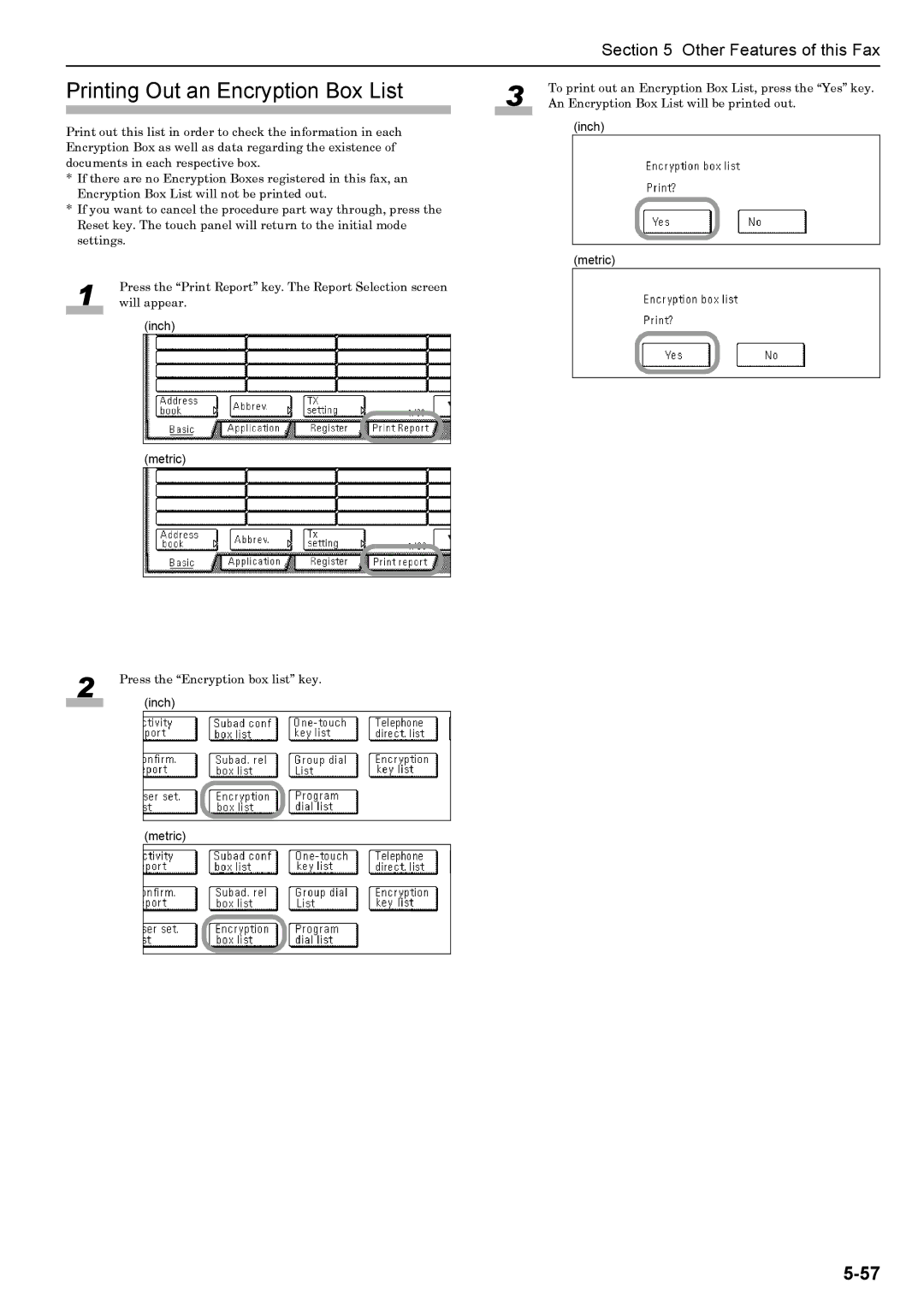 Xerox FAX System (J) manual Printing Out an Encryption Box List 