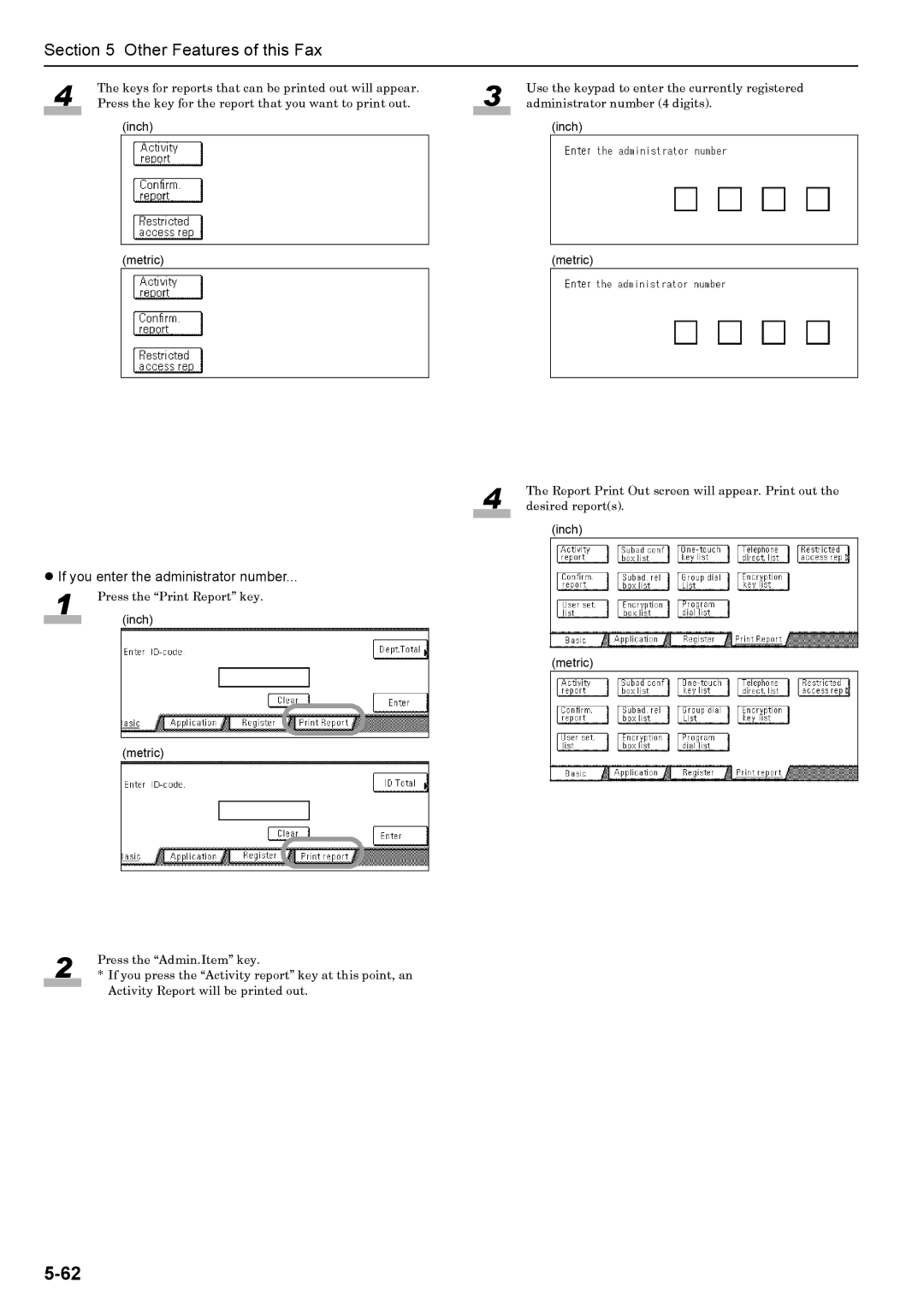 Xerox FAX System (J) manual If you enter the administrator number 