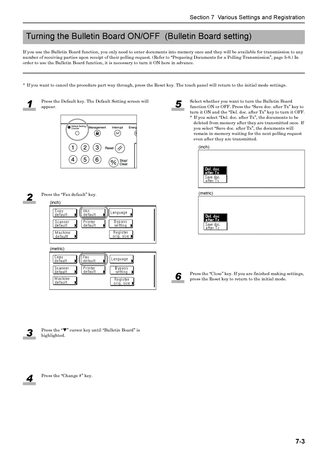 Xerox FAX System (J) manual Turning the Bulletin Board ON/OFF Bulletin Board setting 