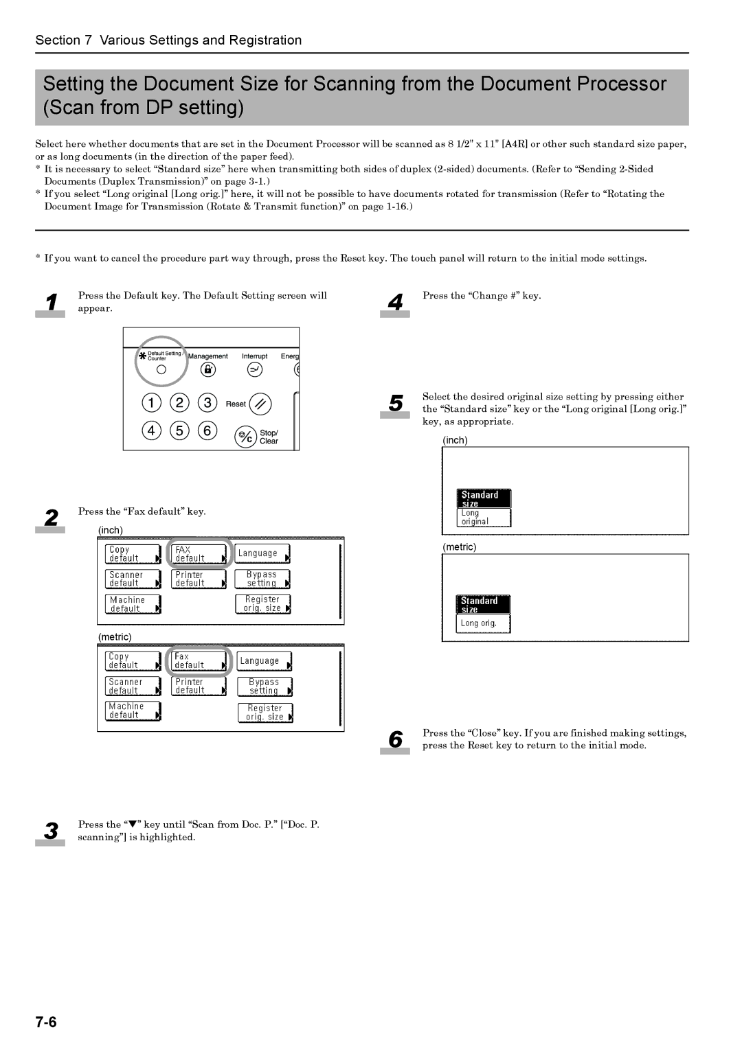 Xerox FAX System (J) manual Press the T key until Scan from Doc. P. Doc. P 