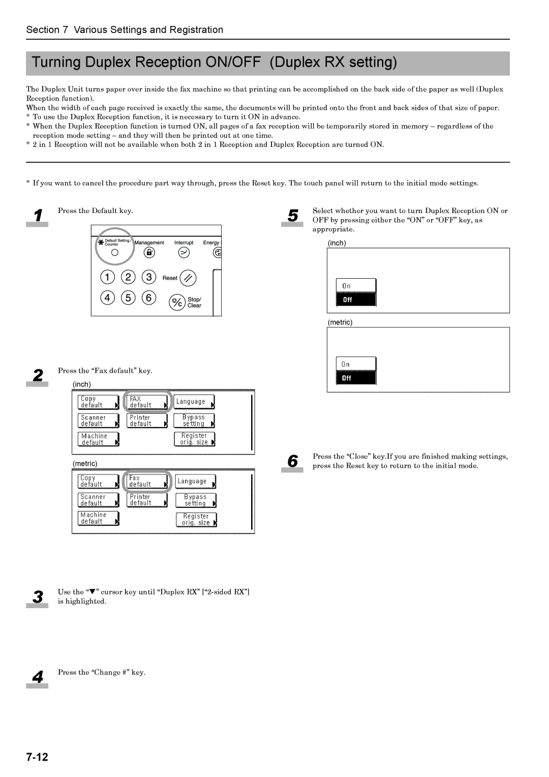 Xerox FAX System (J) manual Turning Duplex Reception ON/OFF Duplex RX setting 