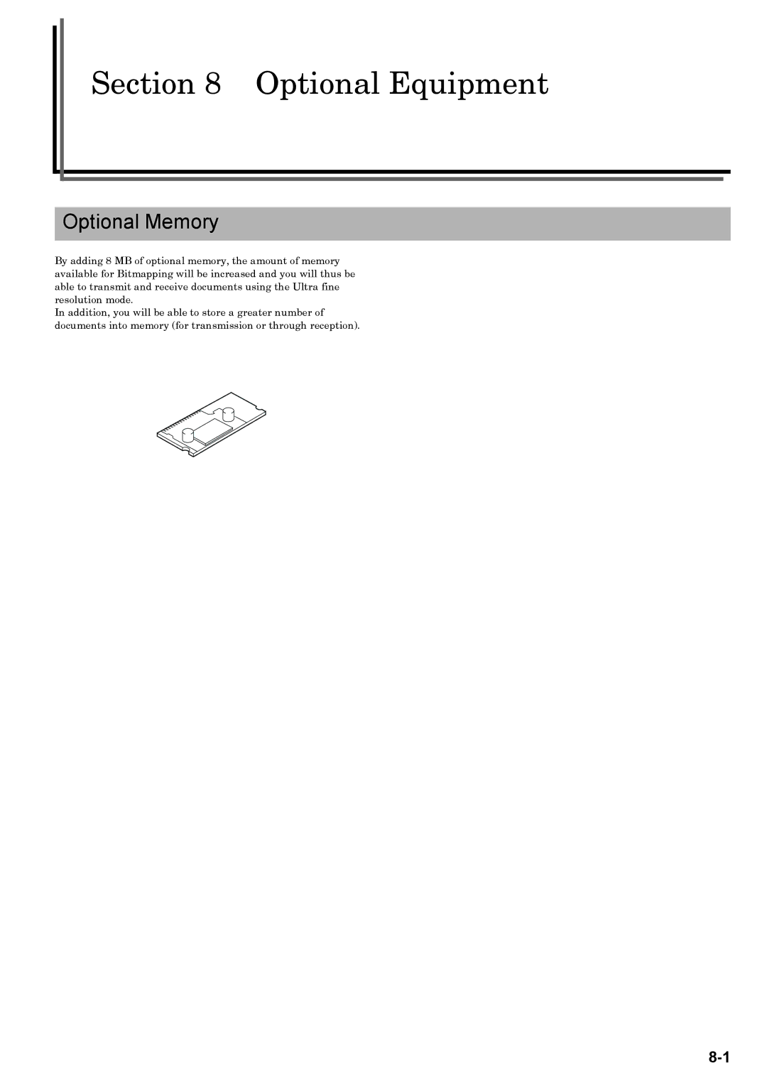 Xerox FAX System (J) manual Optional Equipment, Optional Memory 