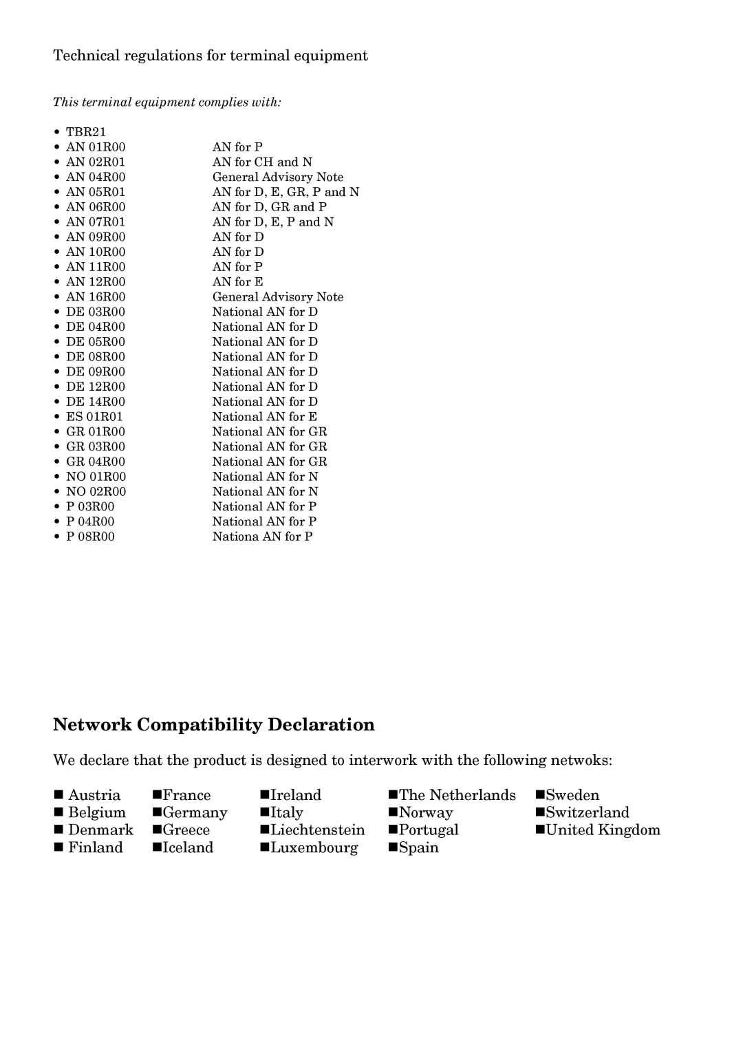 Xerox FAX System (J) manual Network Compatibility Declaration 