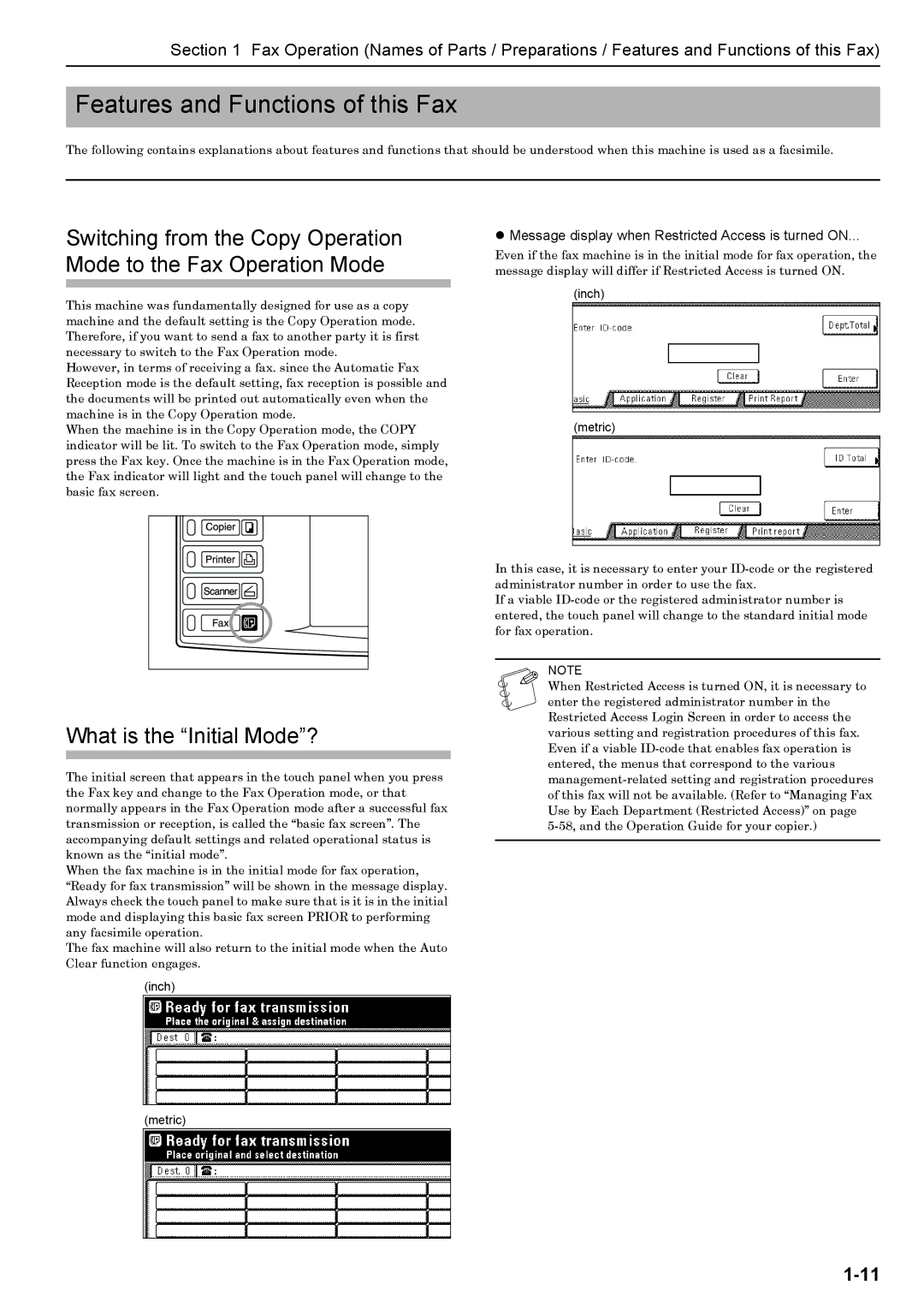 Xerox FAX System (J) manual Features and Functions of this Fax, What is the Initial Mode? 