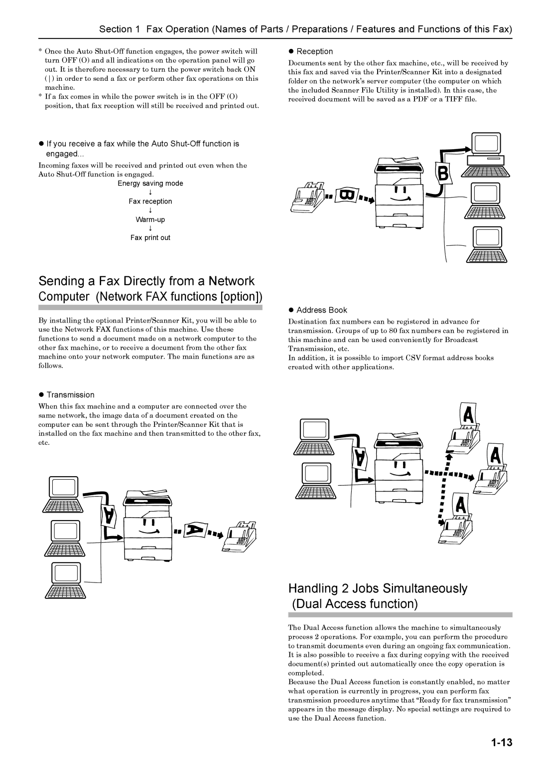 Xerox FAX System (J) manual Handling 2 Jobs Simultaneously Dual Access function, Reception, Transmission, Address Book 