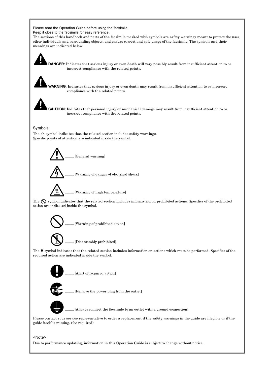 Xerox FAX System (J) manual Symbols 