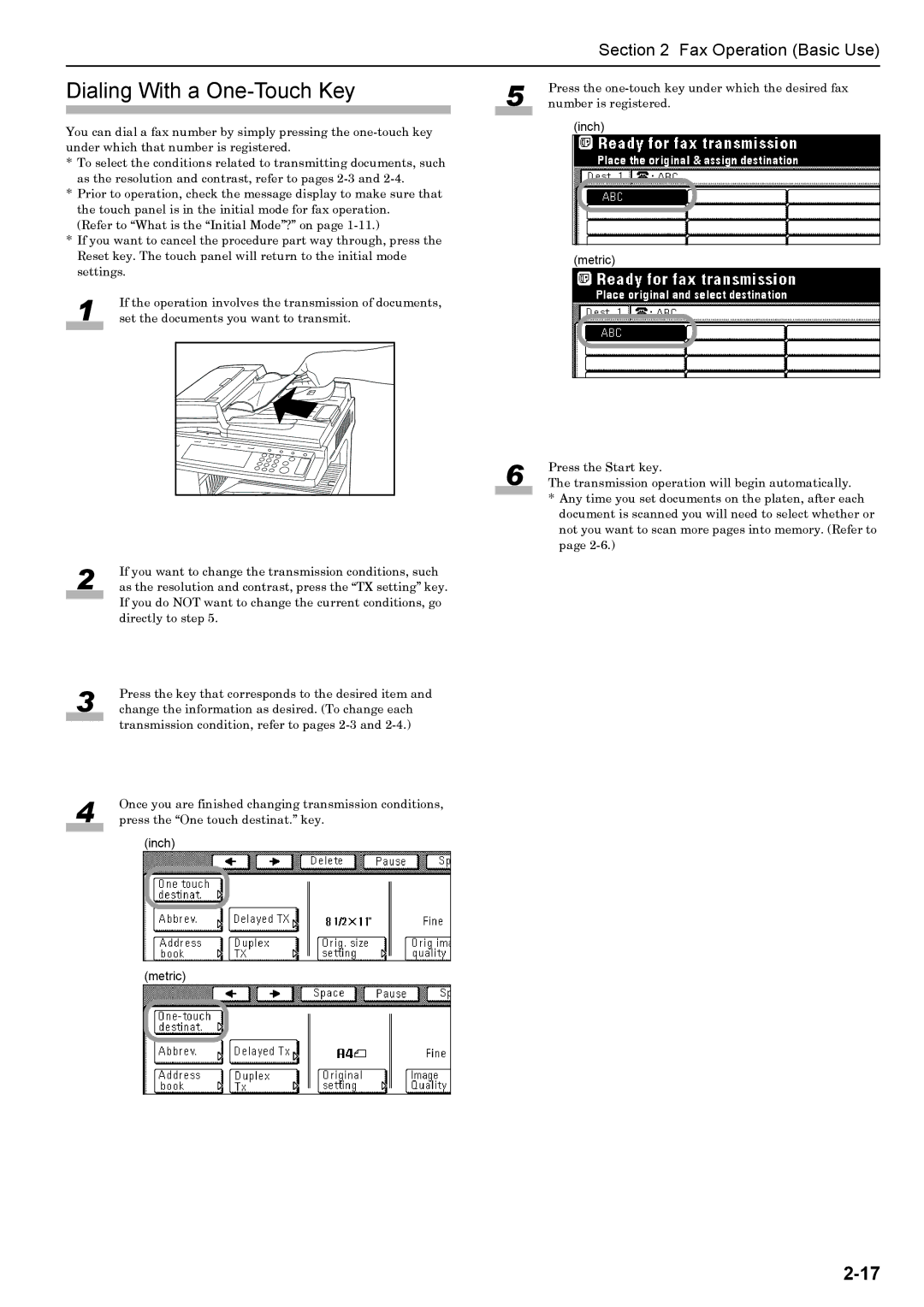 Xerox FAX System (J) manual Dialing With a One-Touch Key 