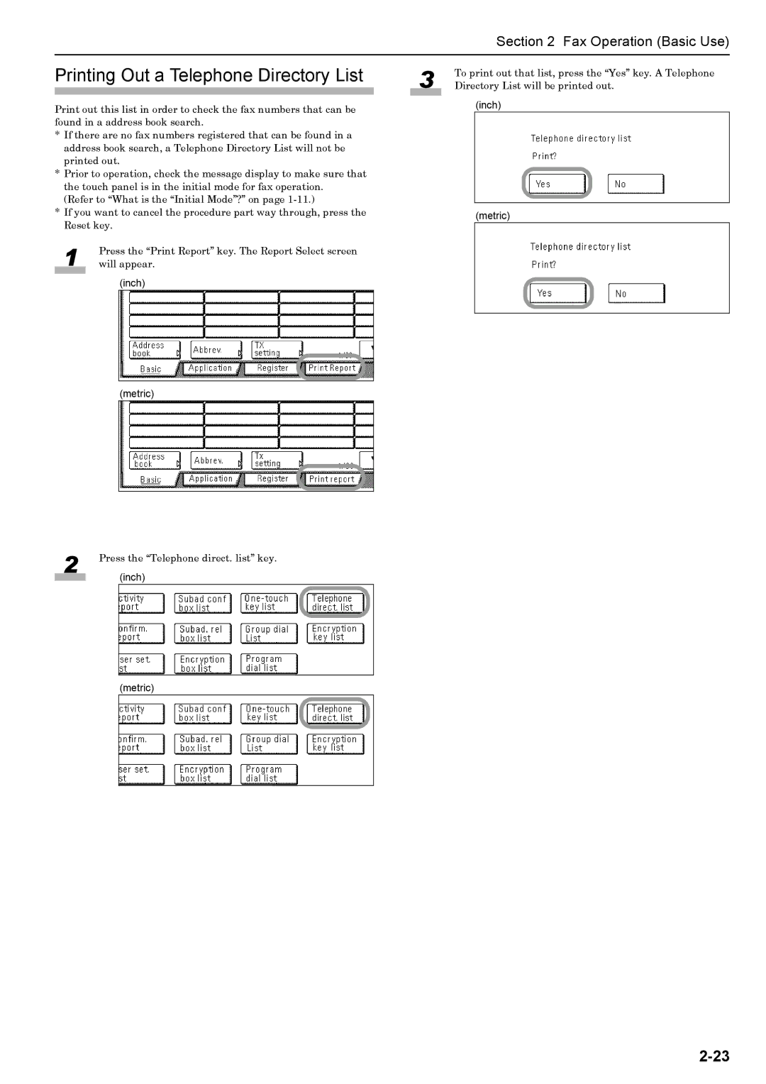 Xerox FAX System (J) manual Printing Out a Telephone Directory List 