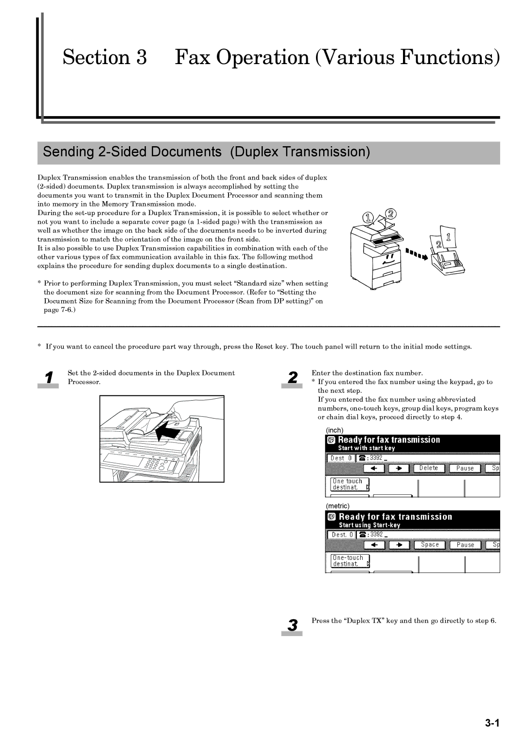 Xerox FAX System (J) manual Fax Operation Various Functions, Sending 2-Sided Documents Duplex Transmission 