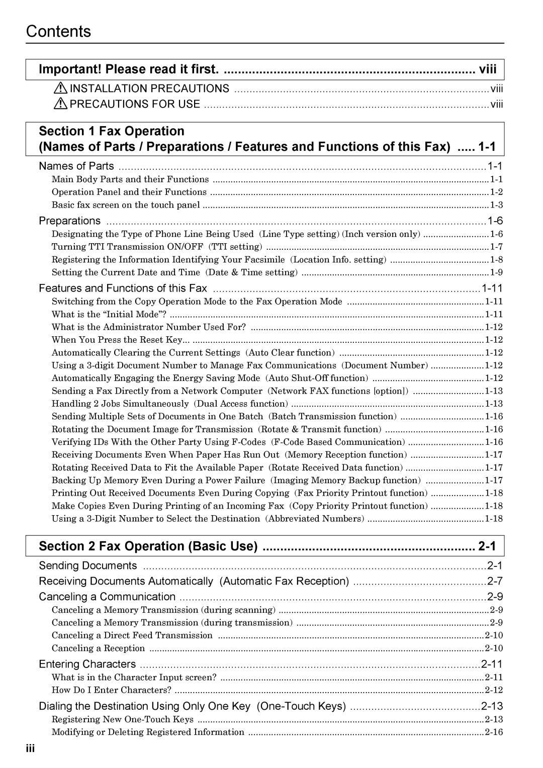 Xerox FAX System (J) manual Contents 