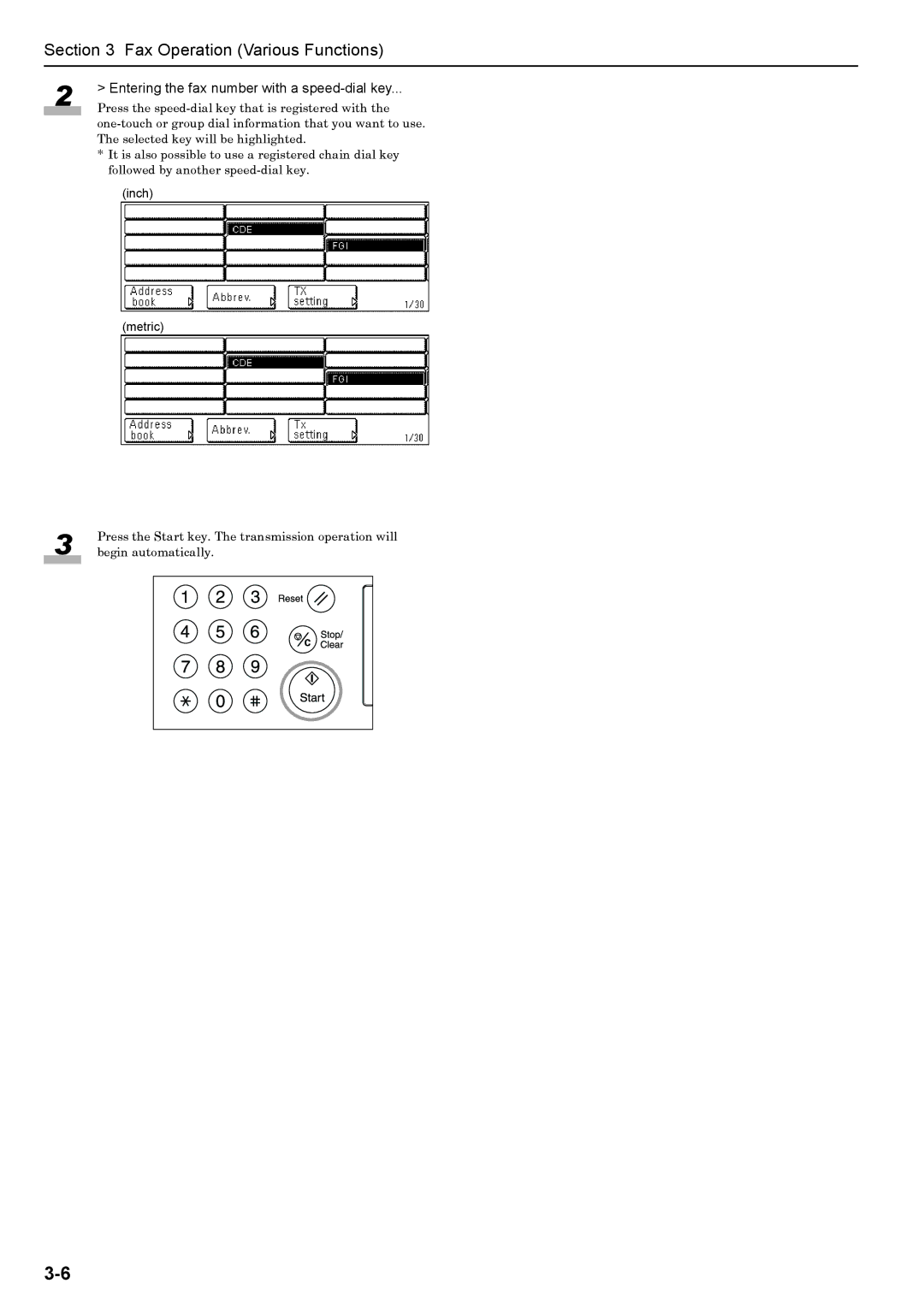 Xerox FAX System (J) manual Entering the fax number with a speed-dial key 