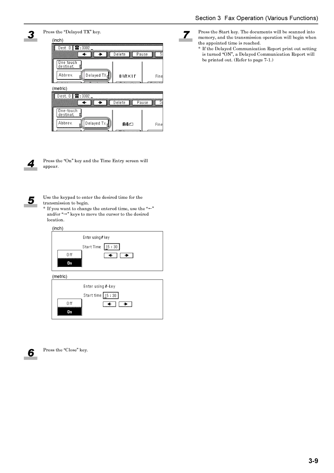 Xerox FAX System (J) manual Press the Delayed TX key 