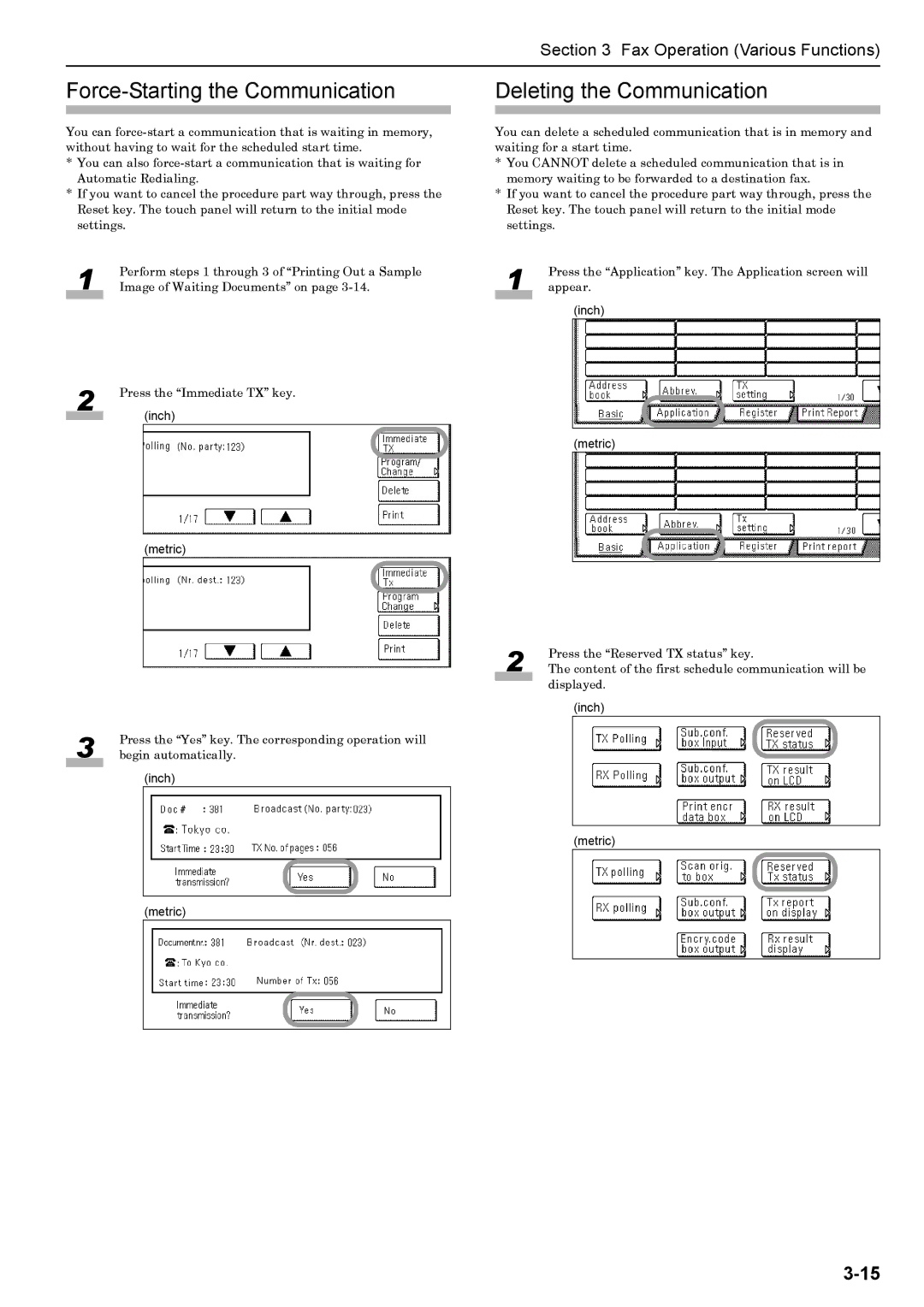 Xerox FAX System (J) manual Force-Starting the Communication, Deleting the Communication 